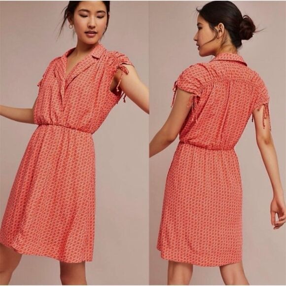 Anthropologie Dresses & Skirts - Maeve Anthropologie Carlotta Orange Ruched Dress